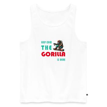 Keep calm - the gorilla is here - Men's Premium Organic Tank Top - white - Front - AI Model Male 178 light (178cm)