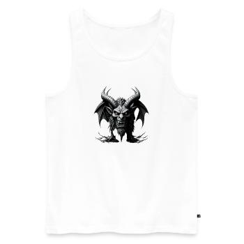 Fearsome Demon, Horns & Bat Wings - Men's Premium Organic Tank Top - white - Front - Michal (187cm)
