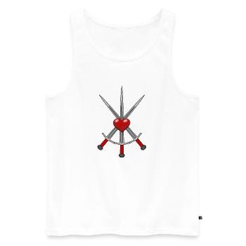 Épée Chevalier Médiéval Épées Guerrier Coeur - Débardeur bio Premium Homme - blanc - Devant - Michal (187cm)