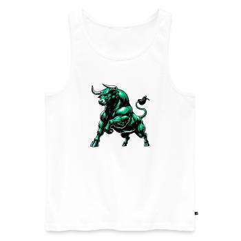 Bull - Men's Premium Organic Tank Top - white - Front - AI Model Male 178 light (178cm)