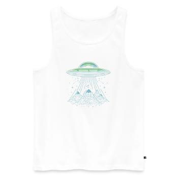 UFO Mountain Abduction - Mysterious Sci-Fi Design - Men's Premium Organic Tank Top - white - Front - AI Model Male 178 light (178cm)