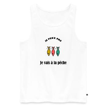 POISSON. POISSON D'AVRIL. VACANCES. ETE. HUMOUR - Débardeur bio Premium Homme - blanc - Devant - Michal (187cm)