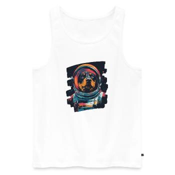 Rottweiler Astronaut - Männer Premium Bio Tank Top - Weiß - Vorne - AI Model Male 178 light (178cm)