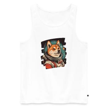 Shiba Inu Astronaute - Débardeur bio Premium Homme - blanc - Devant - Michal (187cm)
