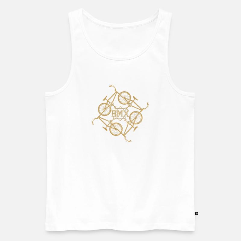 Gold BMX Orbit Muster - Männer Premium Bio Tank Top - Weiß