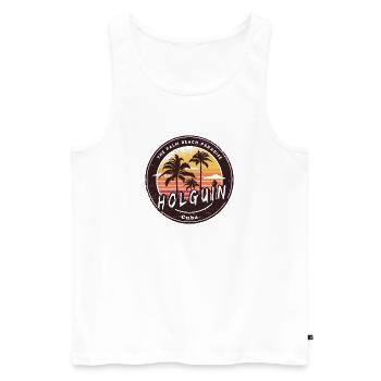 Holguín Kuba – Retro Beach Vibes - Männer Premium Bio Tank Top - Weiß - Vorne - Michal (187cm)