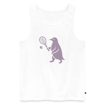 Minimalistischer Pinguin Tennisspieler - Männer Premium Bio Tank Top - Weiß - Vorne - Michal (187cm)