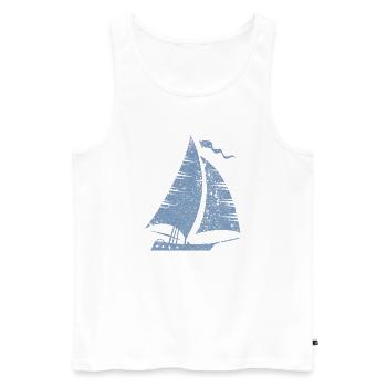 Silhouette de voilier minimaliste grunge - Débardeur bio Premium Homme - blanc - Devant - Michal (187cm)