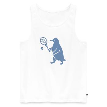 Minimalistischer Pinguin Tennisspieler - Männer Premium Bio Tank Top - Weiß - Vorne - Michal (187cm)