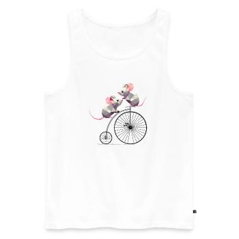cute polygon mice on a nostalgic penny farthing - Men's Premium Organic Tank Top - white - Front - AI Model Male 178 light (178cm)