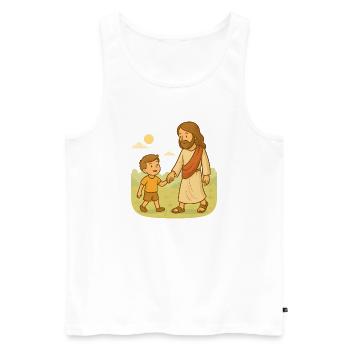 Mit Jesus gehen (Junge) - Männer Premium Bio Tank Top - Weiß - Vorne - Michal (187cm)