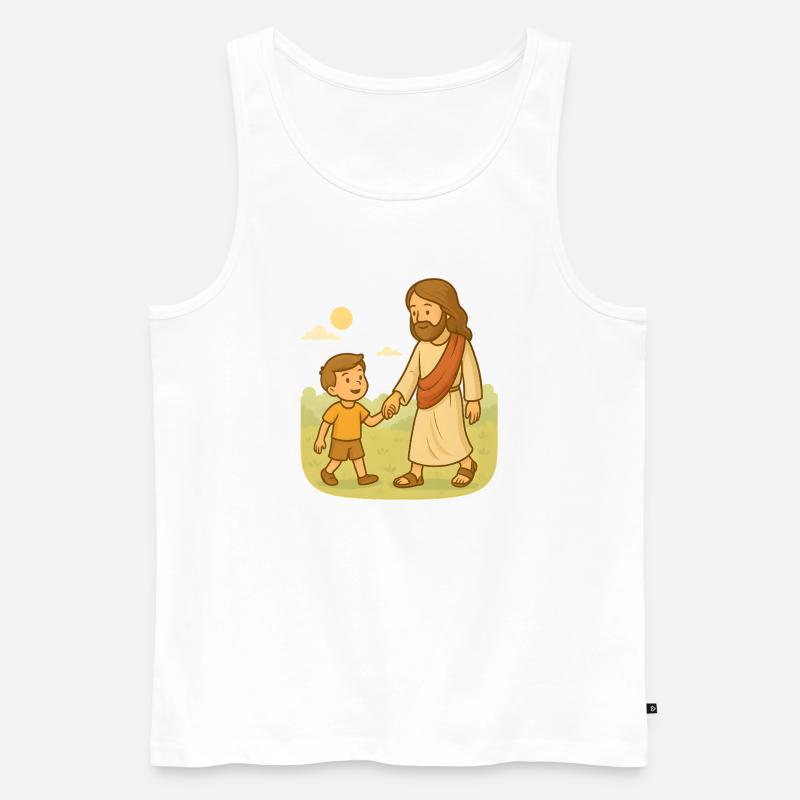 Mit Jesus gehen (Junge) - Männer Premium Bio Tank Top - Weiß