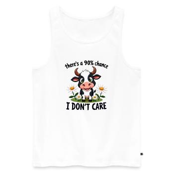 Funny Cow Quote– There’s a 90% Chance I Don’t Care - Men's Premium Organic Tank Top - white - Front - AI Model Male 178 light (178cm)