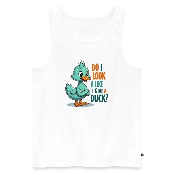 Funny Duck Quote – Do I Look Like I Give a Duck? - Men's Premium Organic Tank Top - white - Front - Michal (187cm)