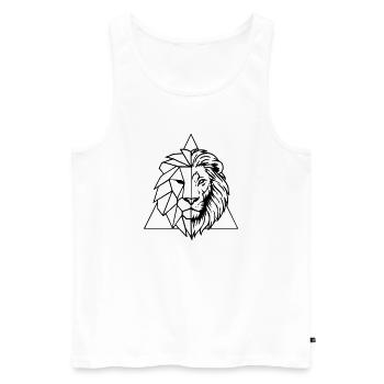 Lion géométrique – roi des animaux en origami - Débardeur bio Premium Homme - blanc - Devant - Michal (187cm)