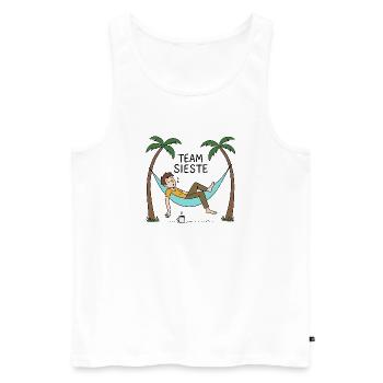 Team Sieste - Hamac & Farniente - Débardeur bio Premium Homme - blanc - Devant - AI Model Male 178 light (178cm)