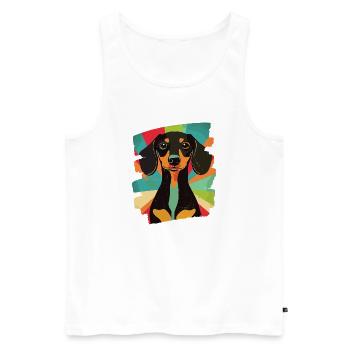 Dackel Dachshund - Männer Premium Bio Tank Top - Weiß - Vorne - AI Model Male 178 light (178cm)