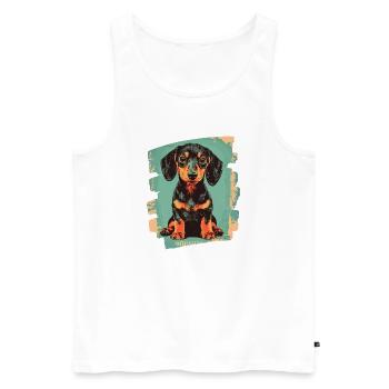 Dackel Dachshund - Männer Premium Bio Tank Top - Weiß - Vorne - AI Model Male 178 light (178cm)
