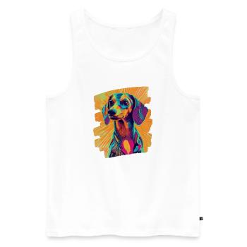 Dackel Dachshund - Männer Premium Bio Tank Top - Weiß - Vorne - AI Model Male 178 light (178cm)