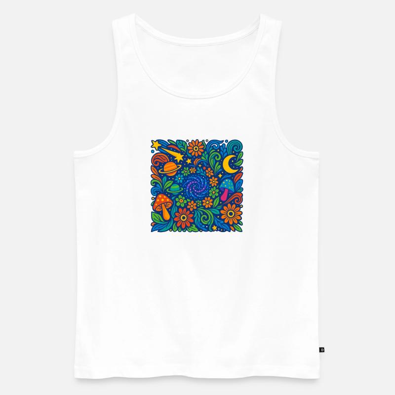 Kosmische Blütenreise - Männer Premium Bio Tank Top - Weiß