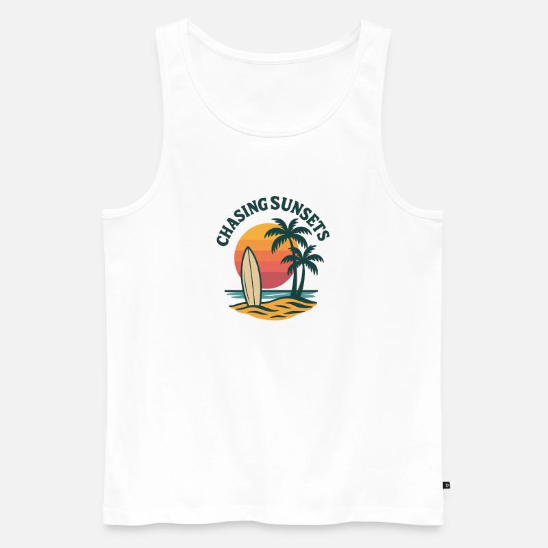 Chasing Sunsets – Surf & Beach Vibes - Männer Premium Bio Tank Top - Weiß