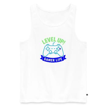 Contrôleur Gamer Life Level Up - Débardeur bio Premium Homme - blanc - Devant - Michal (187cm)