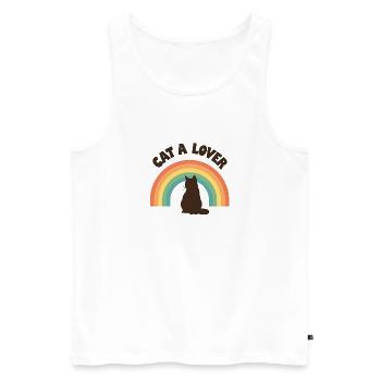 Regenbogen Liebe Katze - Männer Premium Bio Tank Top - Weiß - Vorne - Michal (187cm)