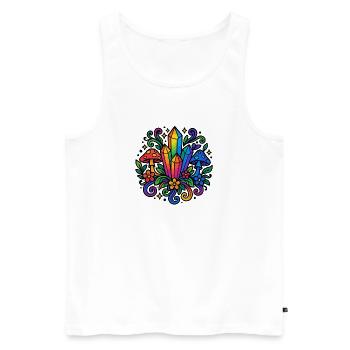 Crystal Bloom – Magical Crystal World - Men's Premium Organic Tank Top - white - Front - AI Model Male 178 light (178cm)