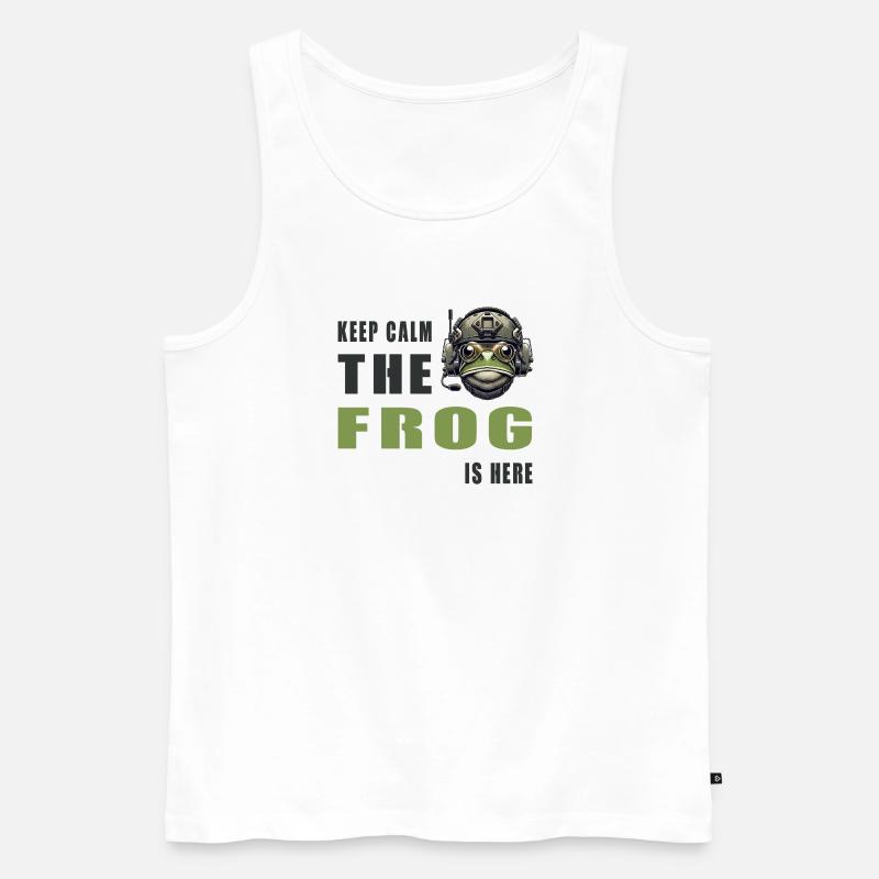 Kampffrosch – Keep Calm Style - Männer Premium Bio Tank Top - Weiß