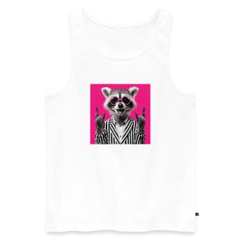 Raccoon with Double Skirt Hand Gesture - Men's Premium Organic Tank Top - white - Front - Michal (187cm)