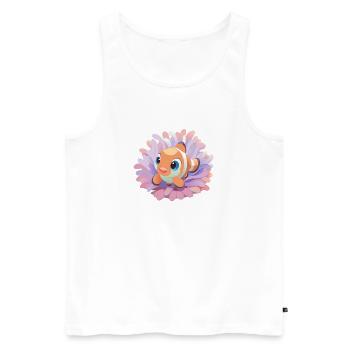 Poisson-clown bébé dans son anémone - Débardeur bio Premium Homme - blanc - Devant - AI Model Male 178 light (178cm)