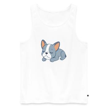 Blue French Bulldog Sleeping - Men's Premium Organic Tank Top - white - Front - AI Model Male 178 light (178cm)