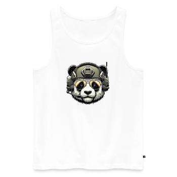 Panda Military Army Design - Men's Premium Organic Tank Top - white - Front - AI Model Male 178 light (178cm)