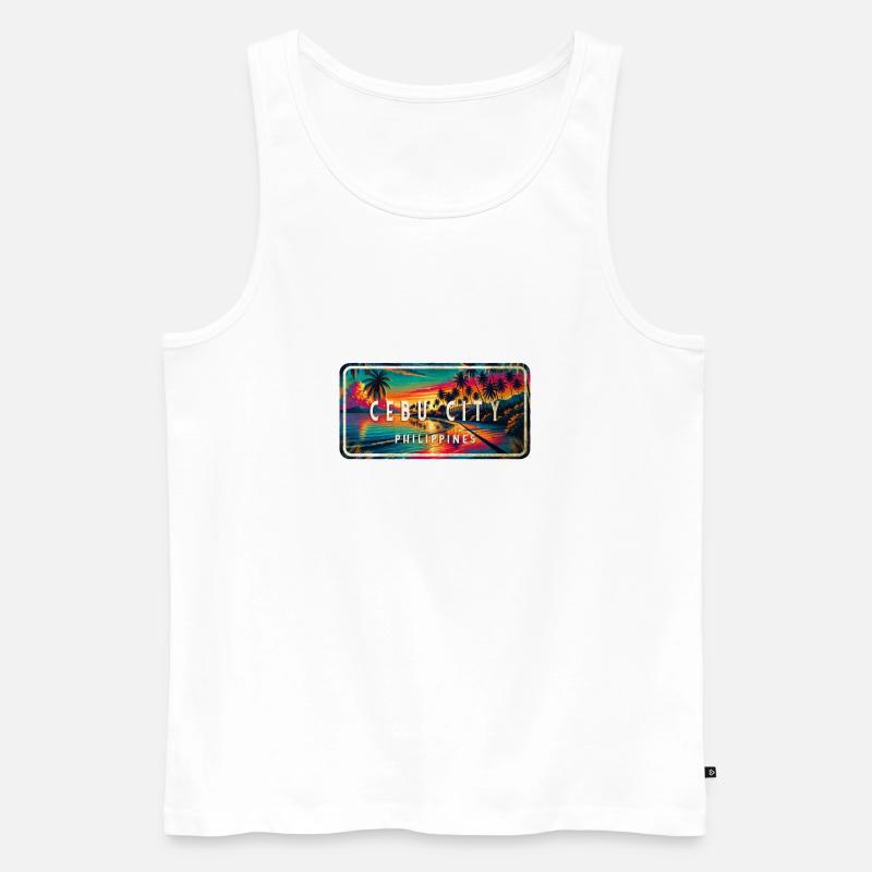 Cebu City – Tropical Retro Sign - Men's Premium Organic Tank Top - white
