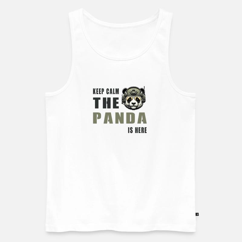 Tactical Panda – Keep Calm - Men's Premium Organic Tank Top - white
