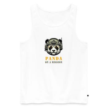 Panda in Mission / Militär - Männer Premium Bio Tank Top - Weiß - Vorne - AI Model Male 178 light (178cm)