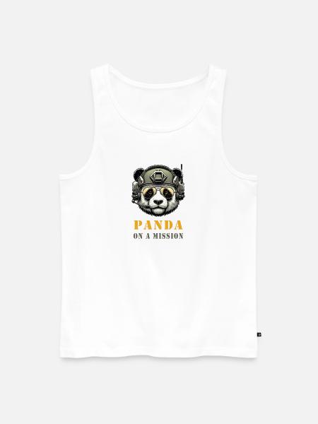 Panda in Mission / Military - Men's Premium Organic Tank Top - white