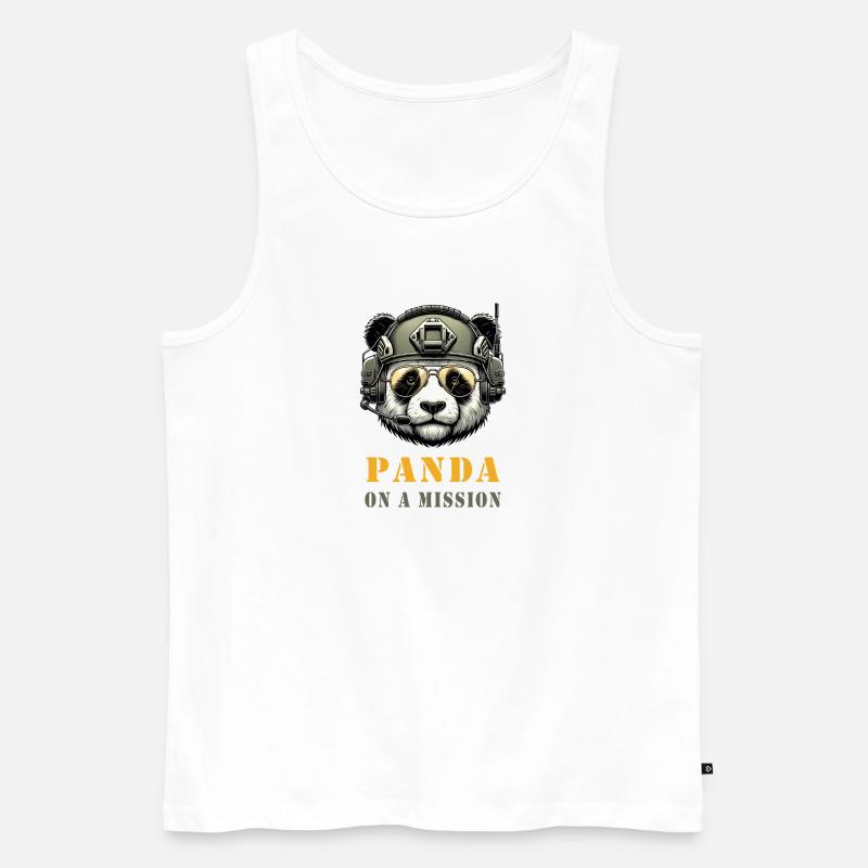 Panda en mission / Militaire - Débardeur bio Premium Homme - blanc