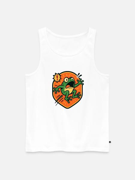 Panic Frog badge - Men's Premium Organic Tank Top - white