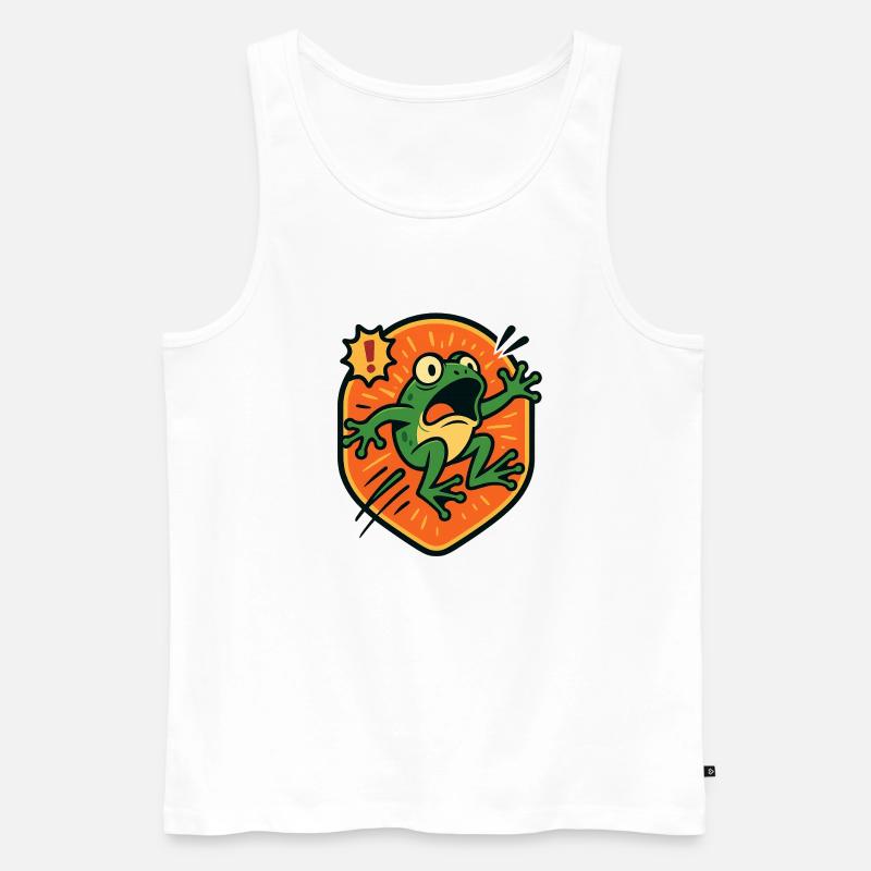Panikfrosch-Abzeichen - Männer Premium Bio Tank Top - Weiß