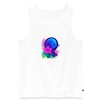 Neon Tropic Moon - Men's Premium Organic Tank Top - white - Front - AI Model Male 178 light (178cm)
