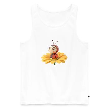 Coccinelle mignonne sur une fleur - Débardeur bio Premium Homme - blanc - Devant - AI Model Male 178 light (178cm)