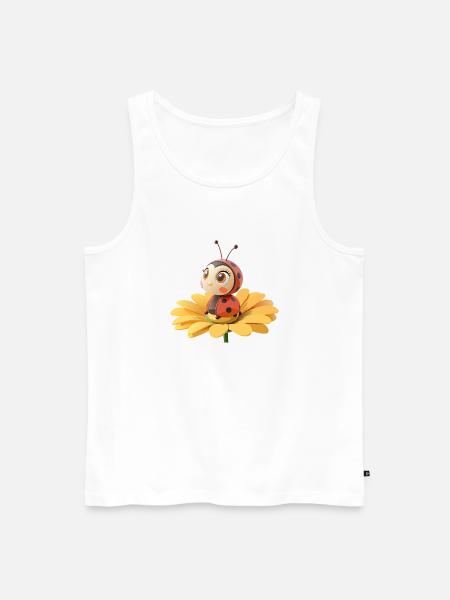 Cute ladybug on a flower - Men's Premium Organic Tank Top - white