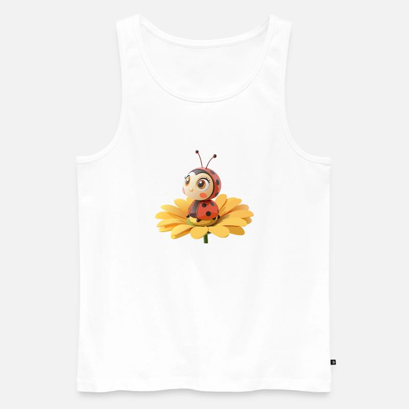Süßer Marienkäfer auf einer Blume - Männer Premium Bio Tank Top - Weiß