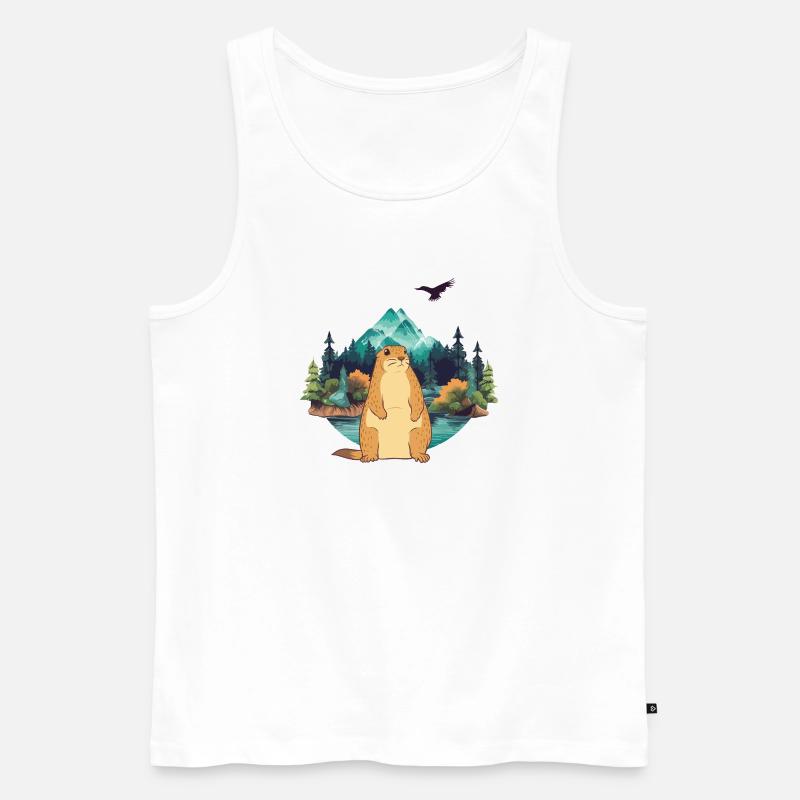 Murmeltier - Männer Premium Bio Tank Top - Weiß