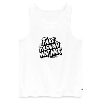 Fake Fashion not War - Männer Premium Bio Tank Top - Weiß - Vorne - AI Model Male 178 light (178cm)