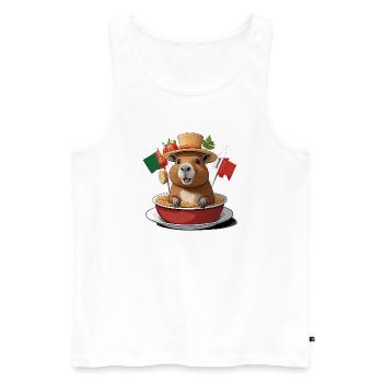 Charmantes Wasserschwein in festlichen Nudeln - Männer Premium Bio Tank Top - Weiß - Vorne - AI Model Male 178 light (178cm)