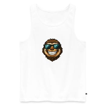 Fat Sloth with Sunglasses Summer Happy - Men's Premium Organic Tank Top - white - Front - Michal (187cm)