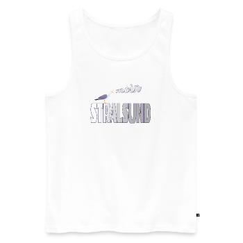 Stralsund Möwe & Moin Ostsee - Männer Premium Bio Tank Top - Weiß - Vorne - Michal (187cm)