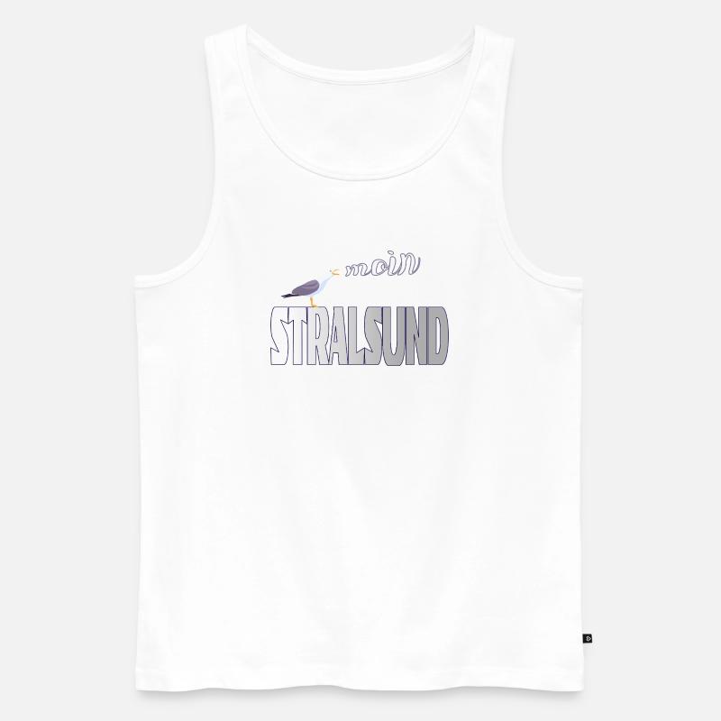 Stralsund Möwe & Moin Ostsee - Männer Premium Bio Tank Top - Weiß